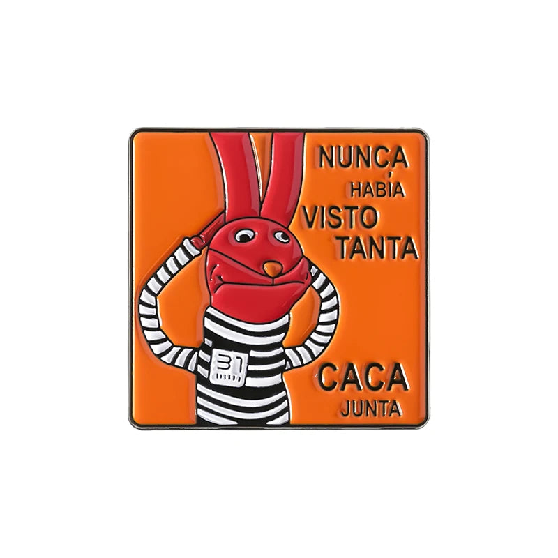 Cartoon Angry Red Rabbit Enamel Pins - Anime Prison Bunny Brooch Lapel Badge Gift
