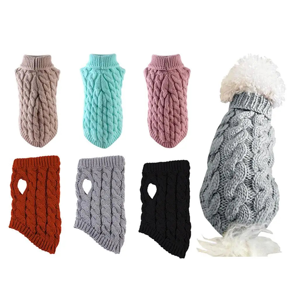 Knitted Turtleneck Pet Sweater Winter Dog Cat Costume Clothes