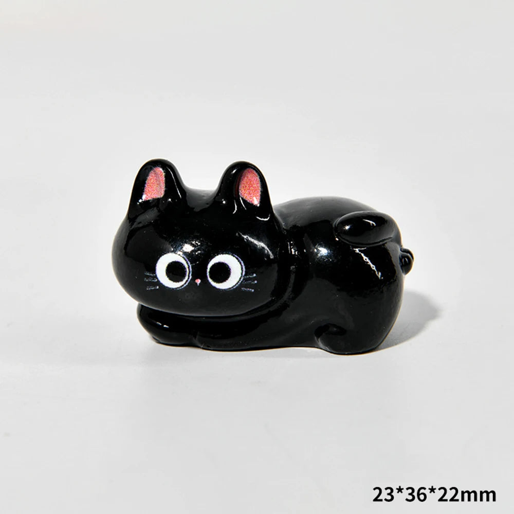 Black Cat Resin Figurine Mini Cartoon Animal Ornament Desktop Decoration Car Micro-Landscape