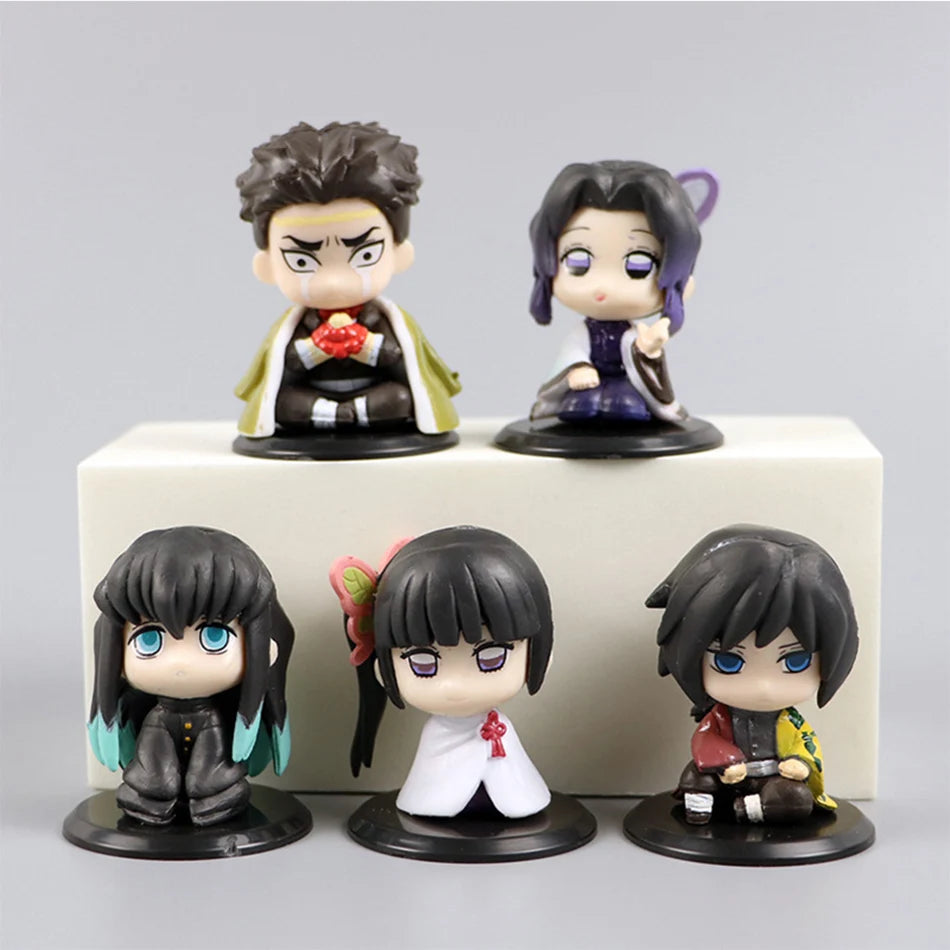 Q Version Demon Slayer Sitting Ghost Doll Figure - Tanjiro Nezuko Inosuke Zenitsu Anime Model Toy