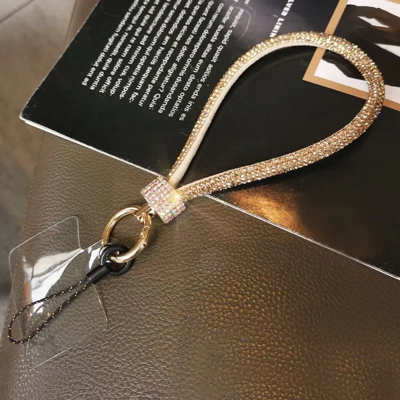 Rhinestone Phone Lanyard – Bling Crystal Wrist Strap & Phone Charm Chain for Women