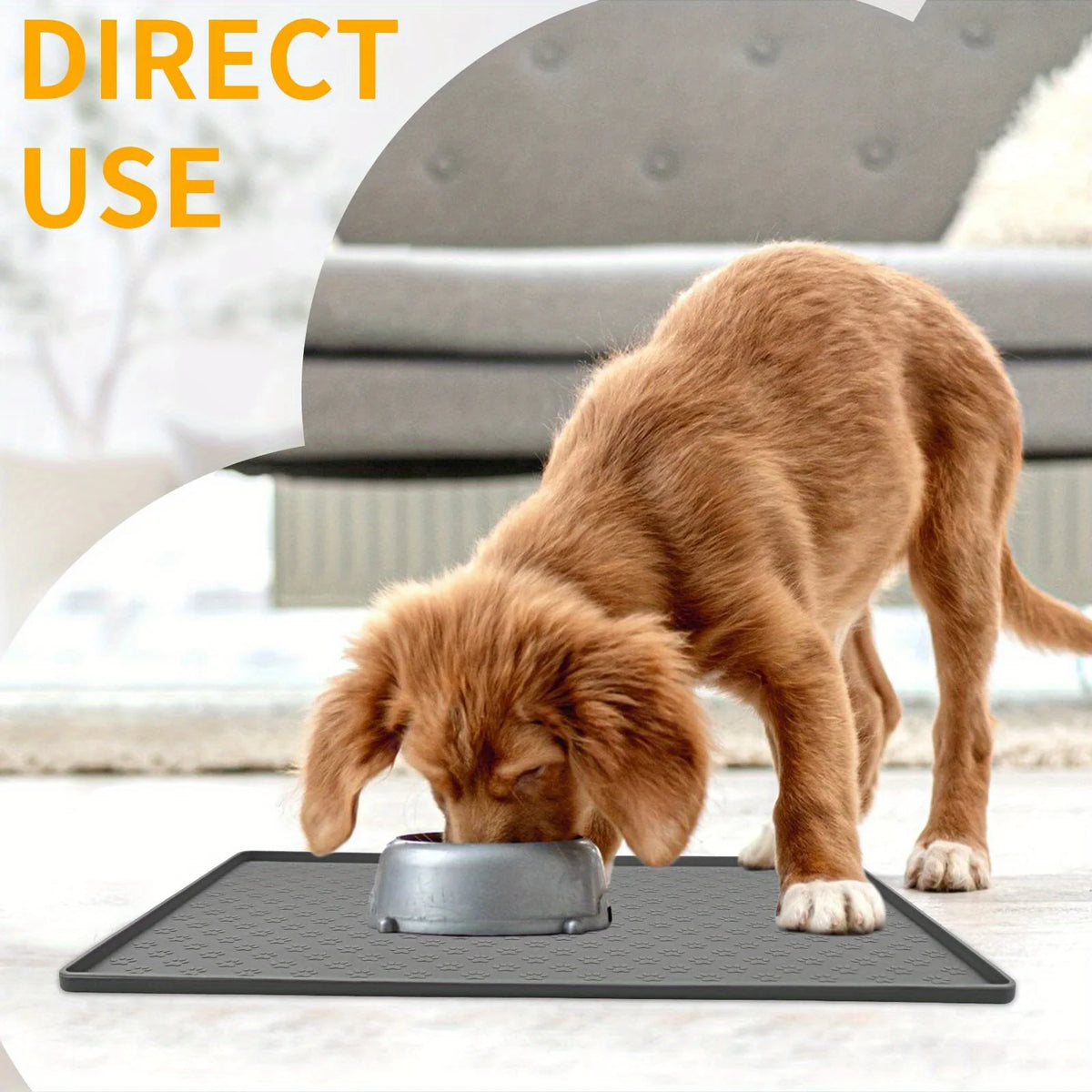 Silicone Paw Print Dog Feeding Mat, Raised Edge Non-Slip Pet Food Placemat