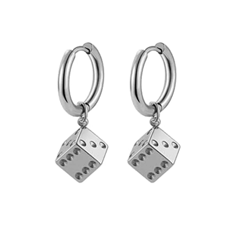 Punk Gothic Stainless Steel Drop Earrings Studs for Women Men - Hip Hop Rock Ear Jewelry