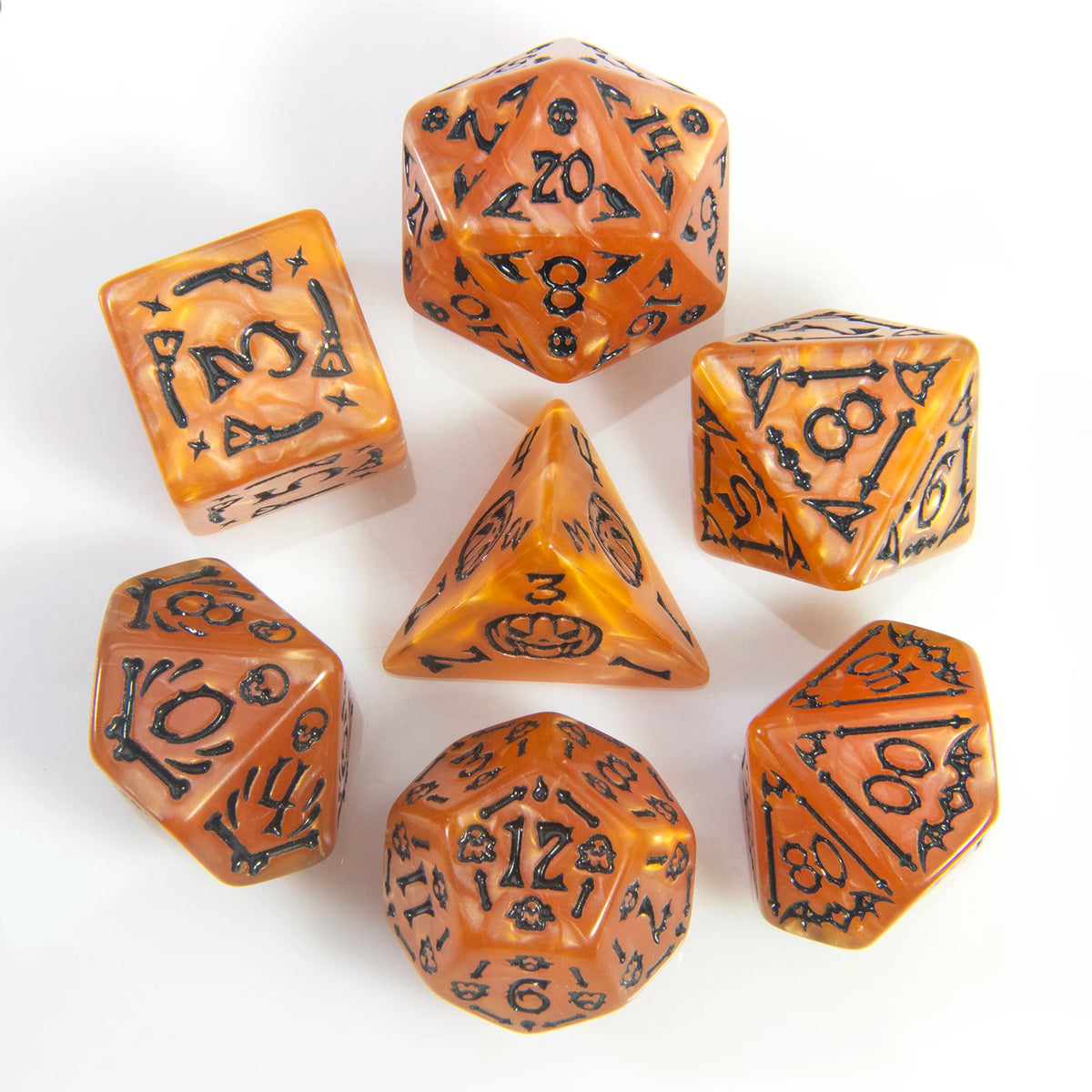 Halloween DND Dice Set 7-Piece Polyhedral RPG Dice D4-D20