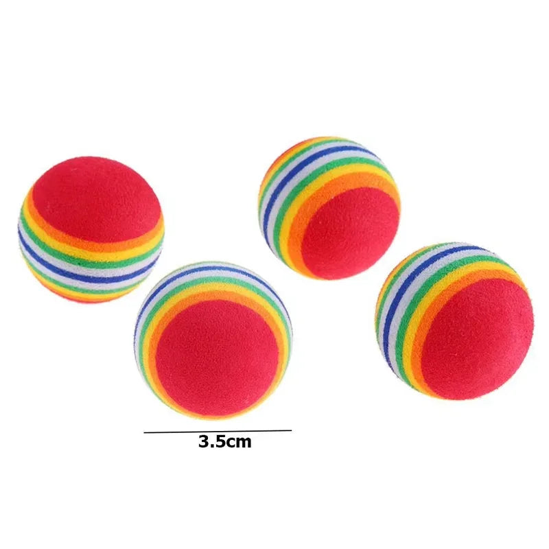 Rainbow Cat Toy Balls - Interactive Rattle Scratch Chew Balls for Cats and Dogs