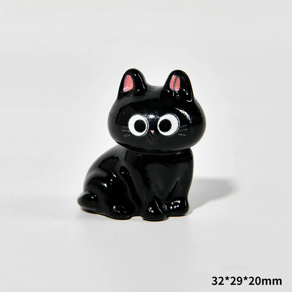 Black Cat Resin Figurine Mini Cartoon Animal Ornament Desktop Decoration Car Micro-Landscape