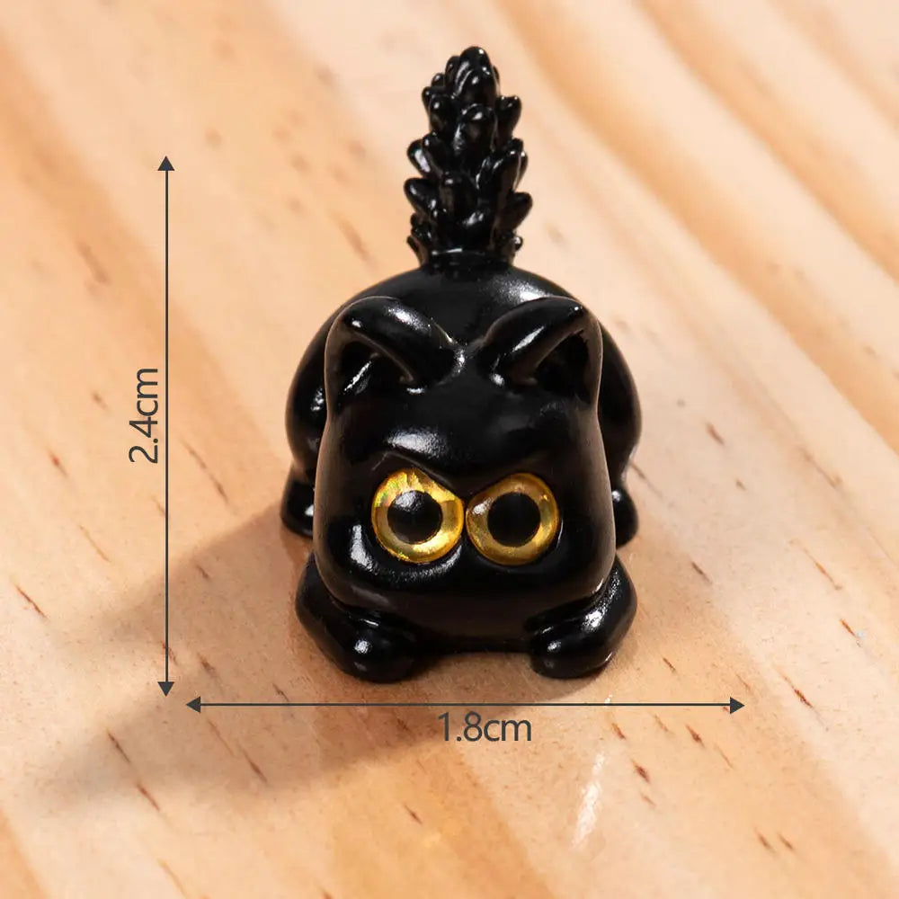 Black Cat Resin Figurine Mini Cartoon Animal Ornament Desktop Decoration Car Micro-Landscape