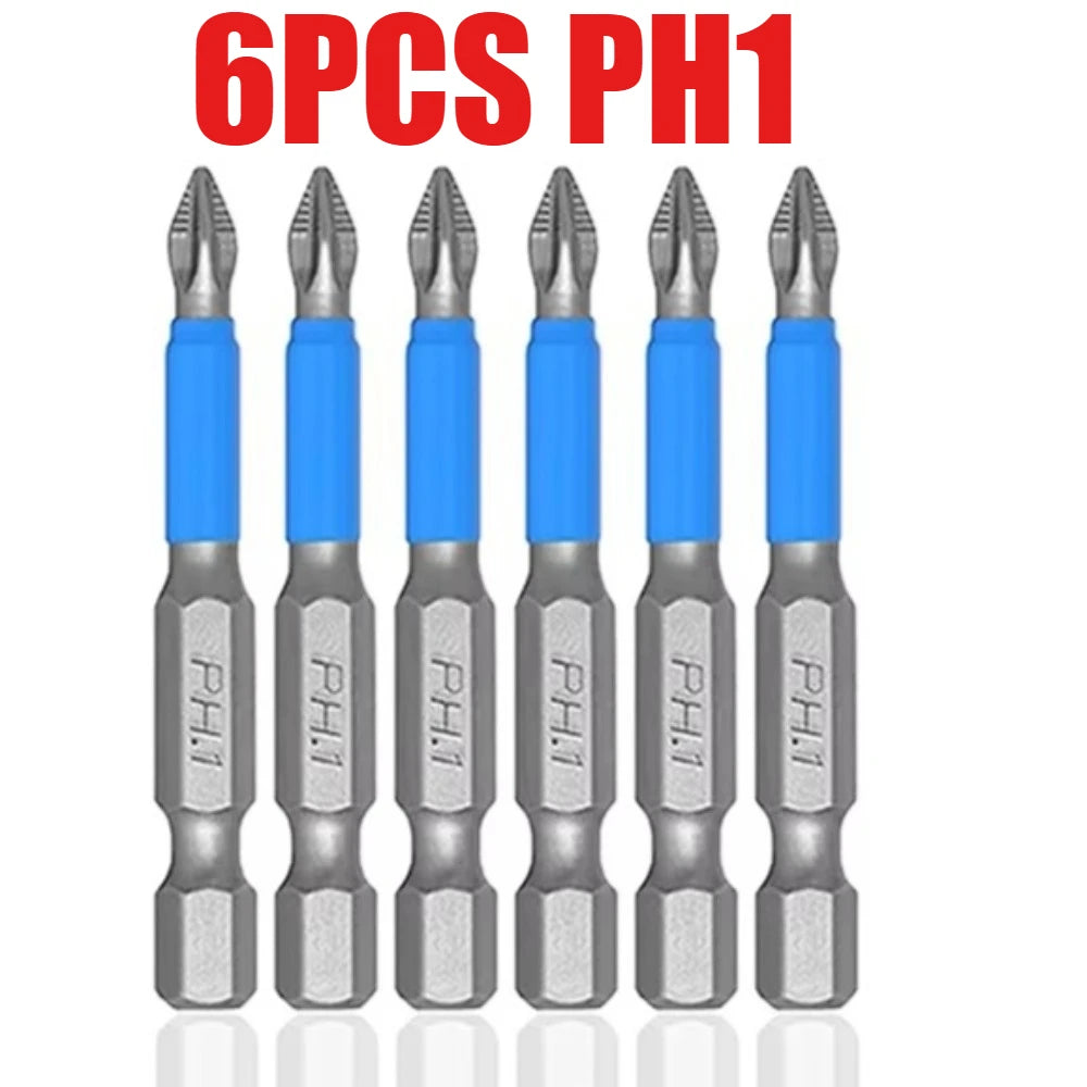 6-Piece Hexagonal Handle Phillips & Pozi Screwdriver Bit Set, 50mm