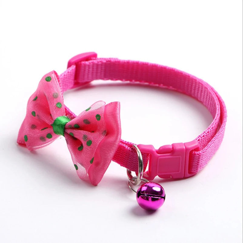 Cute Bow Dog and Cat Collar Set with Bell - Soft Comfortable Pet Accessory