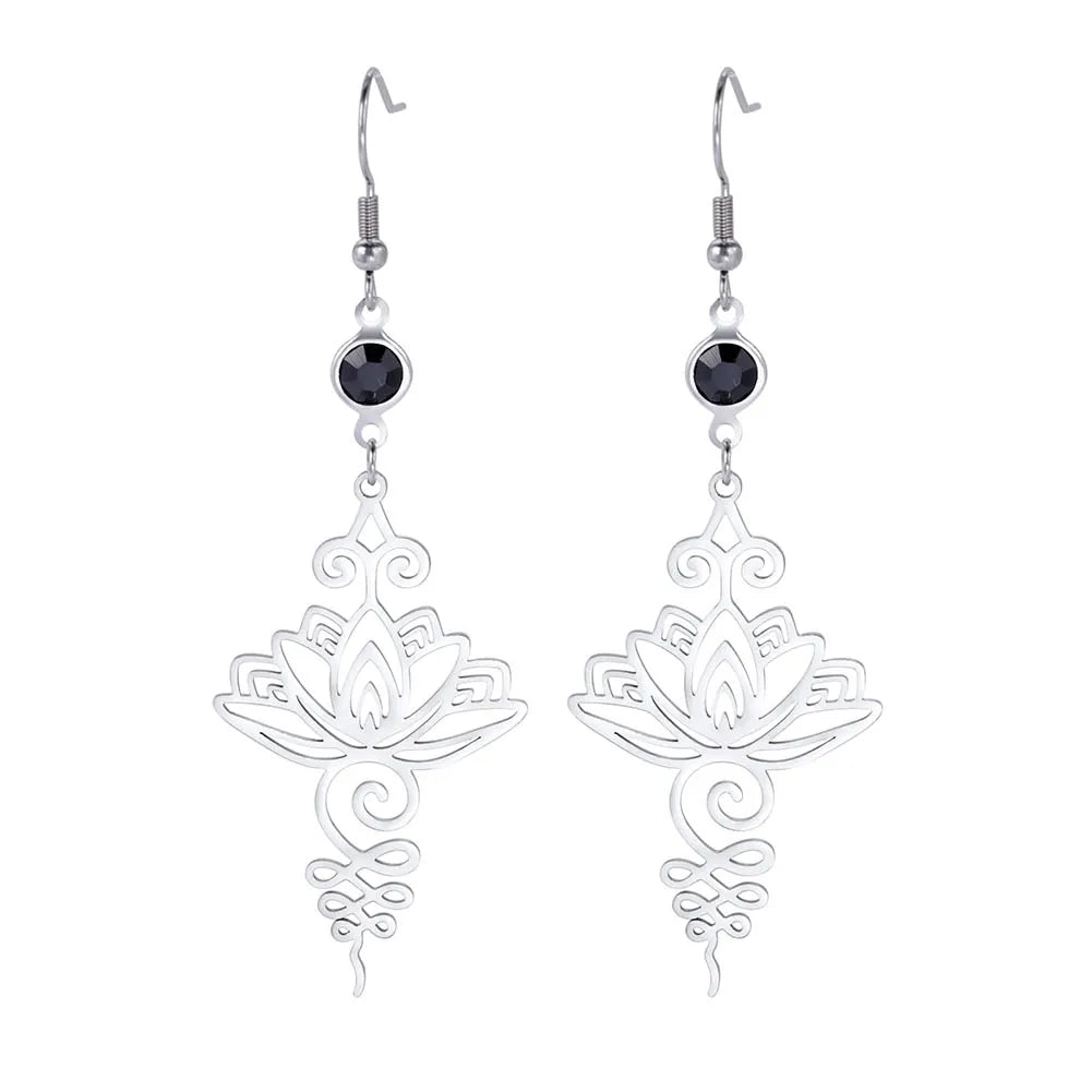 Goth Moon Phase Pentagram Earrings - Stainless Steel Witchy Dangle Jewelry