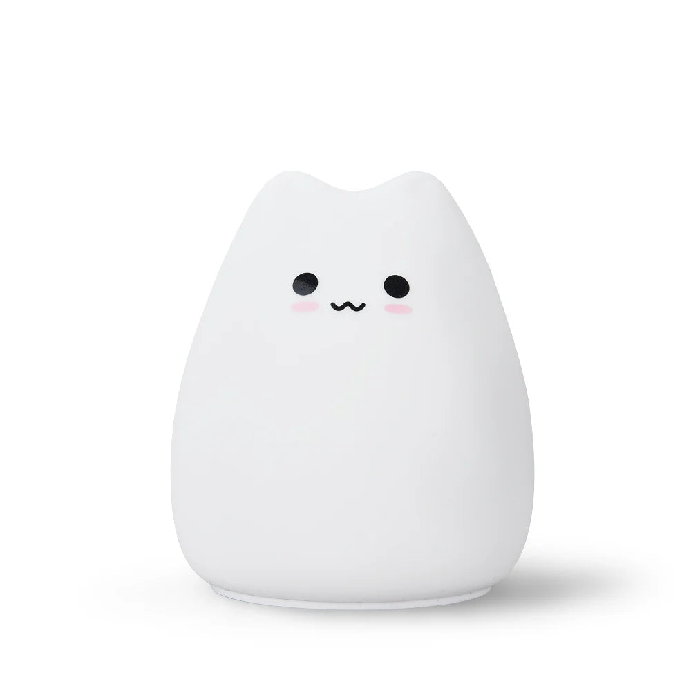 Mini Cat Touch Night Lamp Silicone LED Kids Bedside Nursery Light Gift