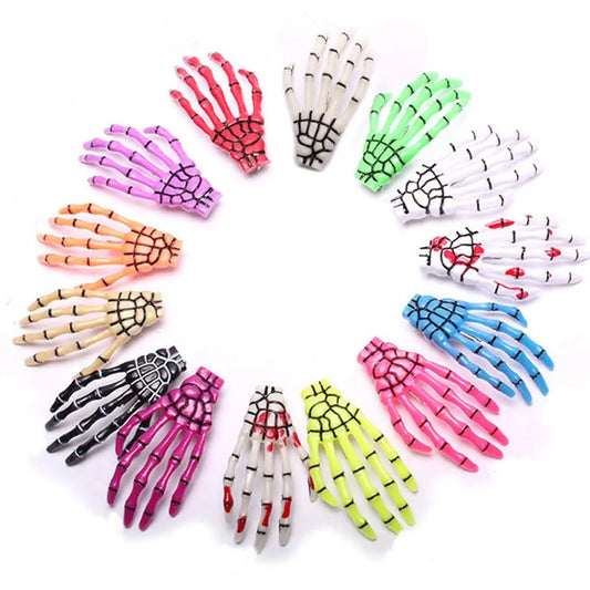 Skull Hand Bone Hair Clips Gothic Ghost Skeleton Claw Hairpin Halloween Accessory