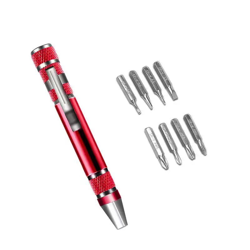 8-in-1 Screwdriver Pen, Multi-Bit Aluminum Pocket Tool for Home Repairs