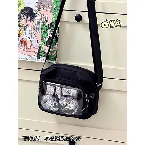 Y2K Clear Ita Crossbody Bag, Transparent Cartoon Doll Display Phone Bag