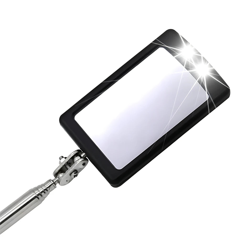 Telescoping Inspection Mirror with LED Light – 360° Swivel Mechanic Pickup Tool