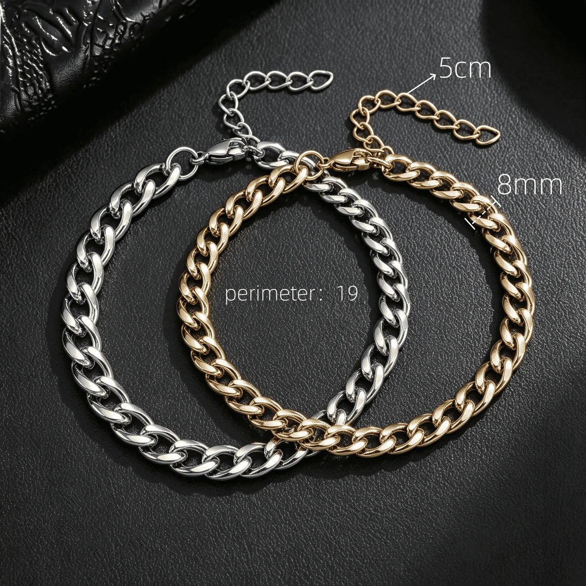 316L Stainless Steel Cuban Chain Bracelet and Necklace Set for Men – Gold and Silver Y2K Gothic Jewelry
