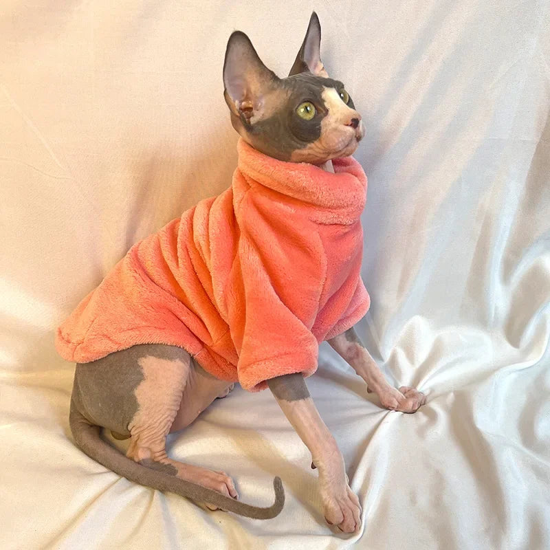 Sphynx Cat Sweater – Soft Hairless Cat Clothes Hoodie Jumpsuit Outfit