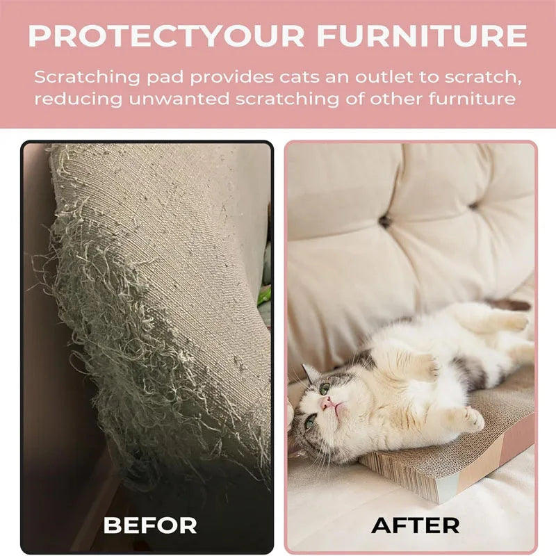 Corrugated Cat Scratcher Lounge – Reversible Cardboard Scratching Pad & Bed for Indoor Cats