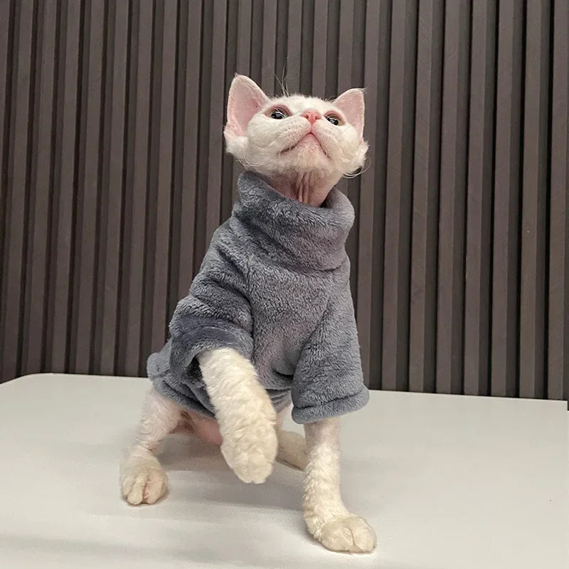 Sphynx Cat Sweater – Soft Hairless Cat Clothes Hoodie Jumpsuit Outfit