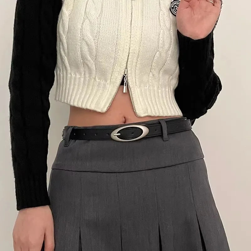 Gothic Moon Star Crescent Buckle Belt Y2K Punk PU Leather Waistband Women Men