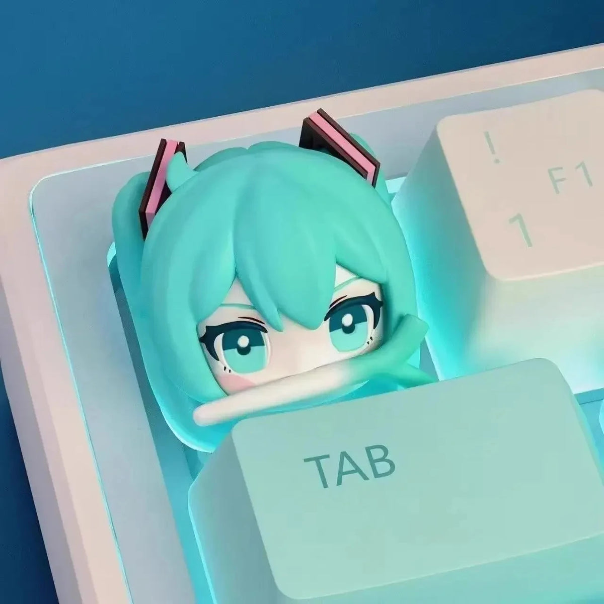 Kawaii Hatsune Miku Artisan Keycap – PBT Cross Axis Resin Keycap for Mechanical Keyboards