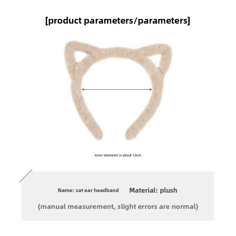 Plush Cat Ear Headband for Women & Girls – Kawaii Soft Cat Ears Hair Band, Cute Cosplay Hair Accessory