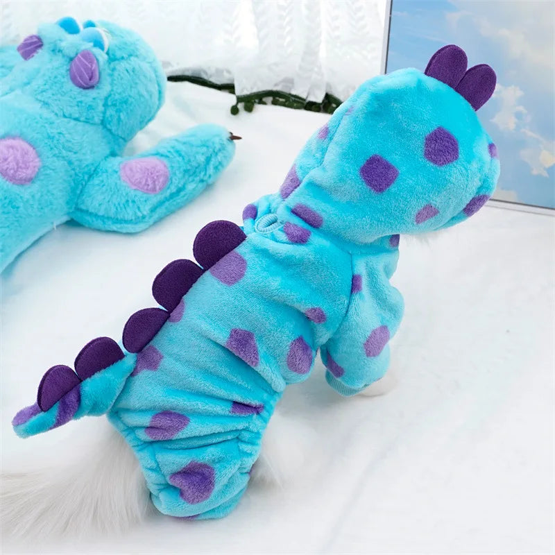 Dinosaur Pet Hoodie Costume for Cats & Small Dogs – Soft Warm Fleece Cosplay Outfit