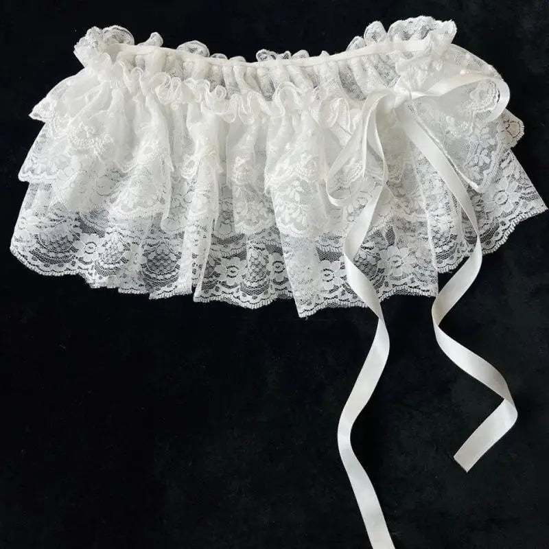 Y2K Lace Mini Layered Skirt, Coquette Tiered Denim-Look Skirt for Women