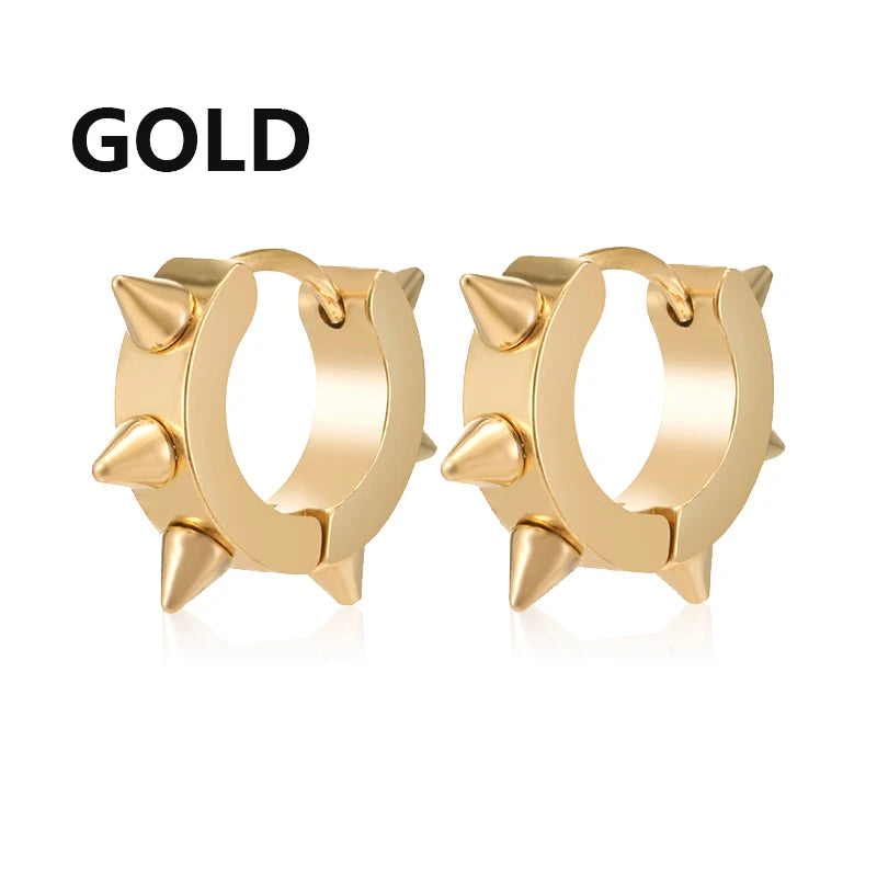 Spiky Thorn Stud Earrings - Punk Gothic Stainless Steel Ear Studs for Women and Men