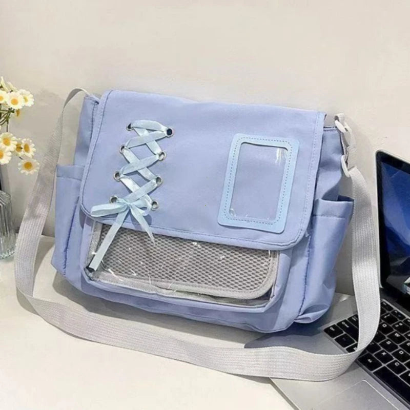 Y2K Transparent School Itabag – Japanese Harajuku Crossbody Shoulder Bag for Girls