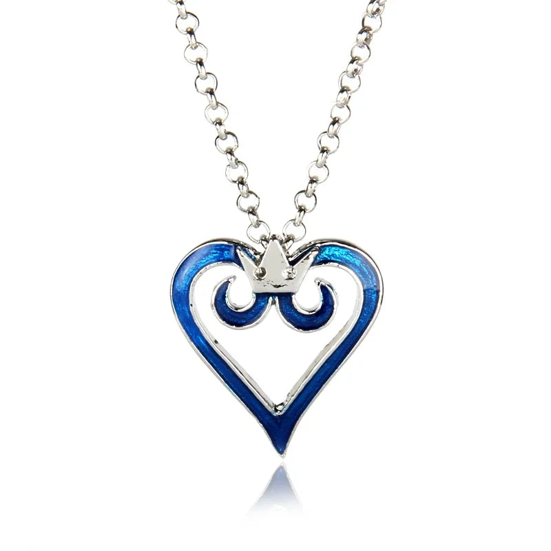 Kingdom Hearts Sora Key Blade Chain Pendant Necklace - Crown Charm Choker for Cosplay & Gaming Fans