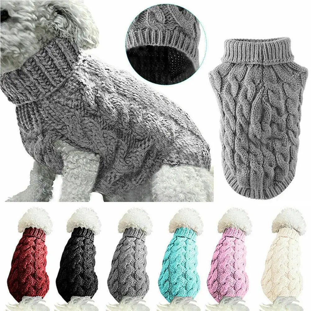 Knitted Turtleneck Pet Sweater Winter Dog Cat Costume Clothes