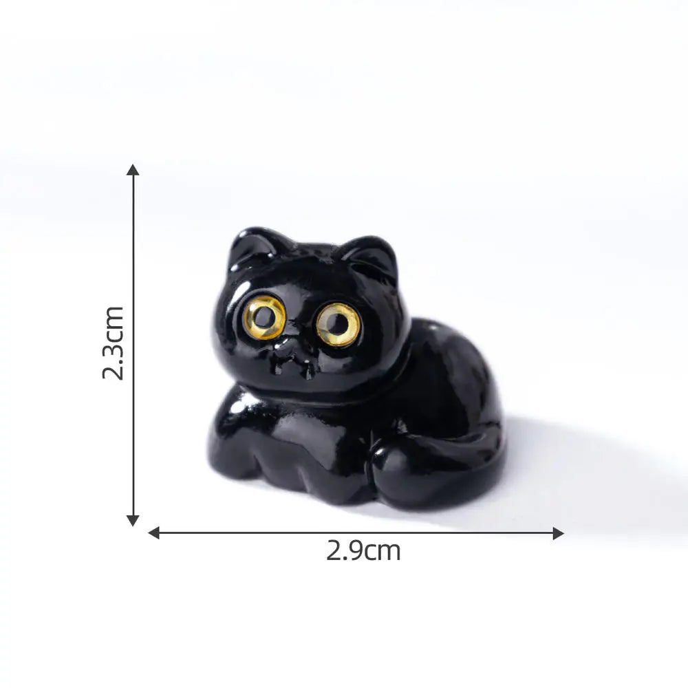 Black Cat Resin Figurine Mini Cartoon Animal Ornament Desktop Decoration Car Micro-Landscape