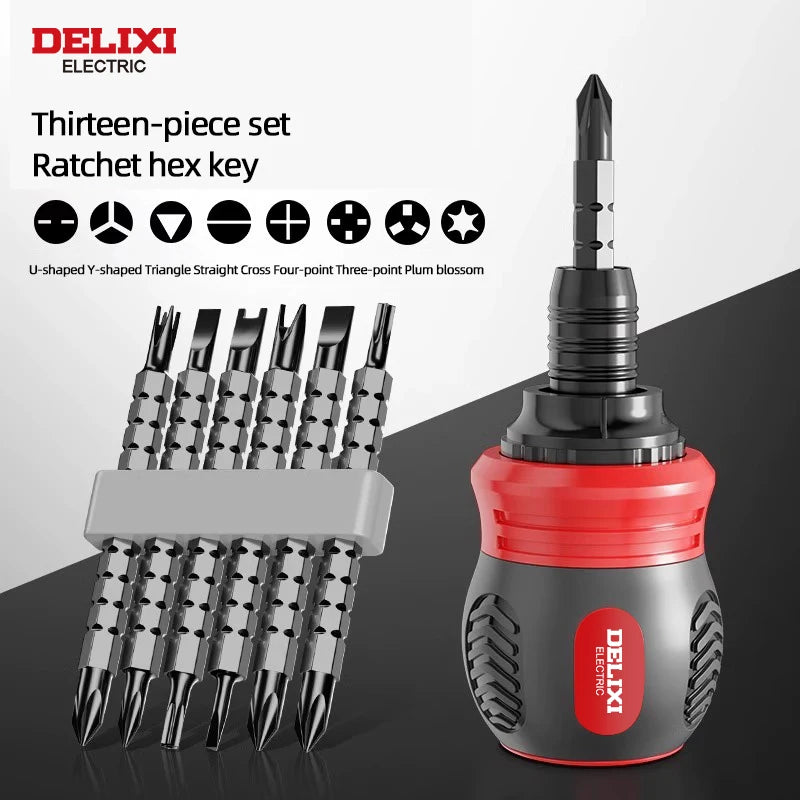 Ratchet Screwdriver Set 13 Pieces, Extendable Multi-Functional Mini Household Tool