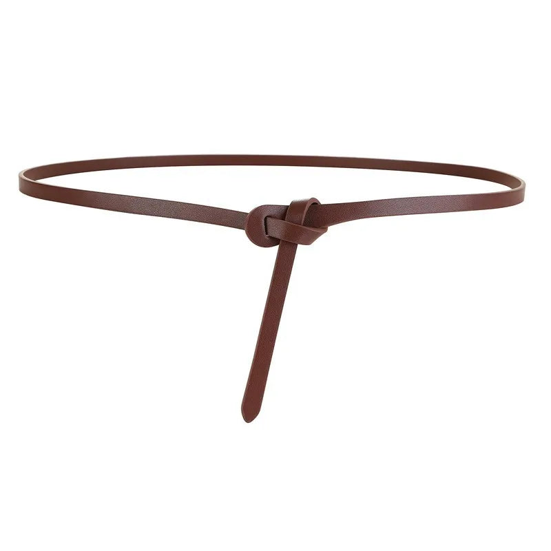 Genuine Cowhide Leather Knotted Belt for Women – Soft Gothic Retro Corset Girdle for Dresses