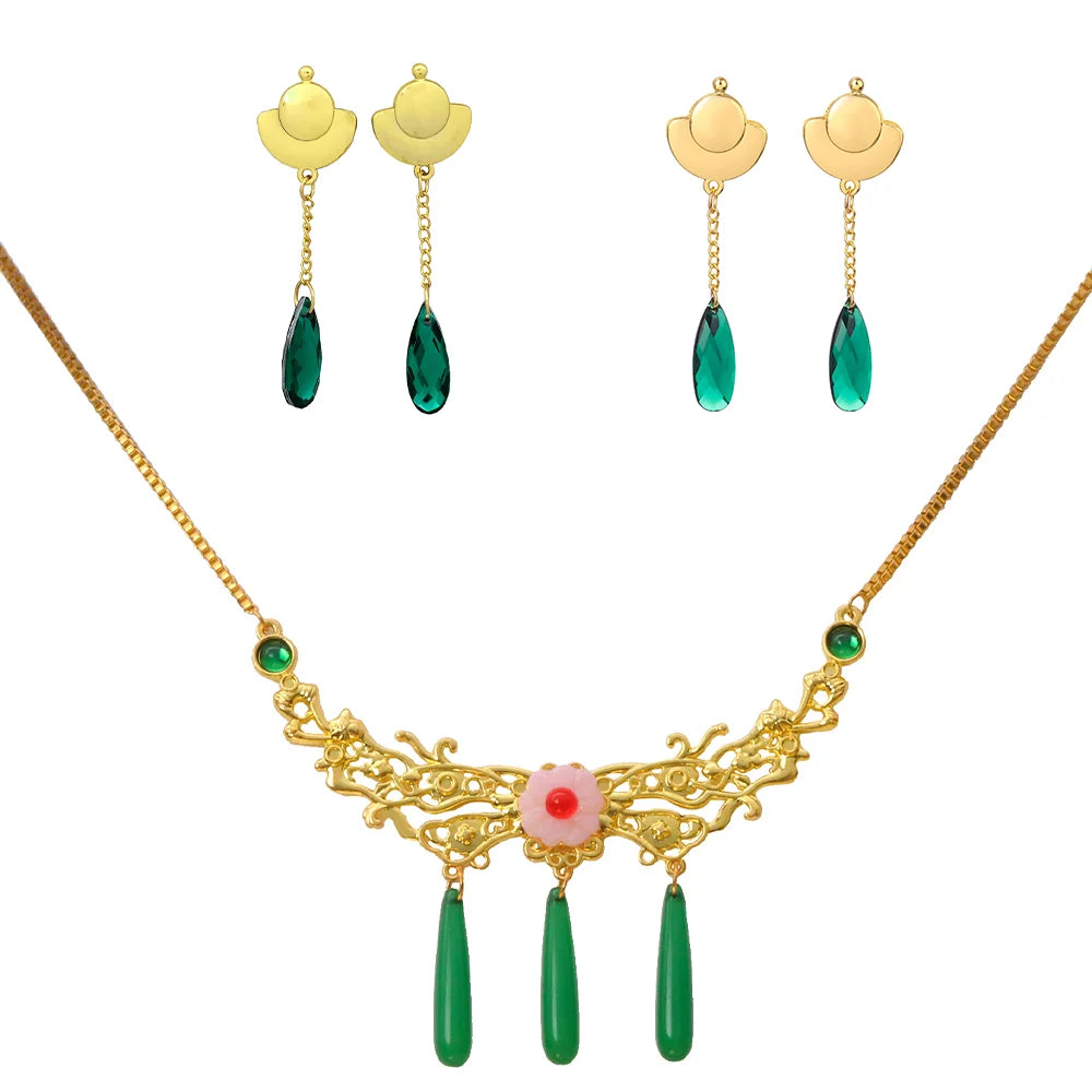 The Apothecary Diaries Maomao Cosplay Necklace & Earrings Set - Anime Jewelry Gift for Women and Girls