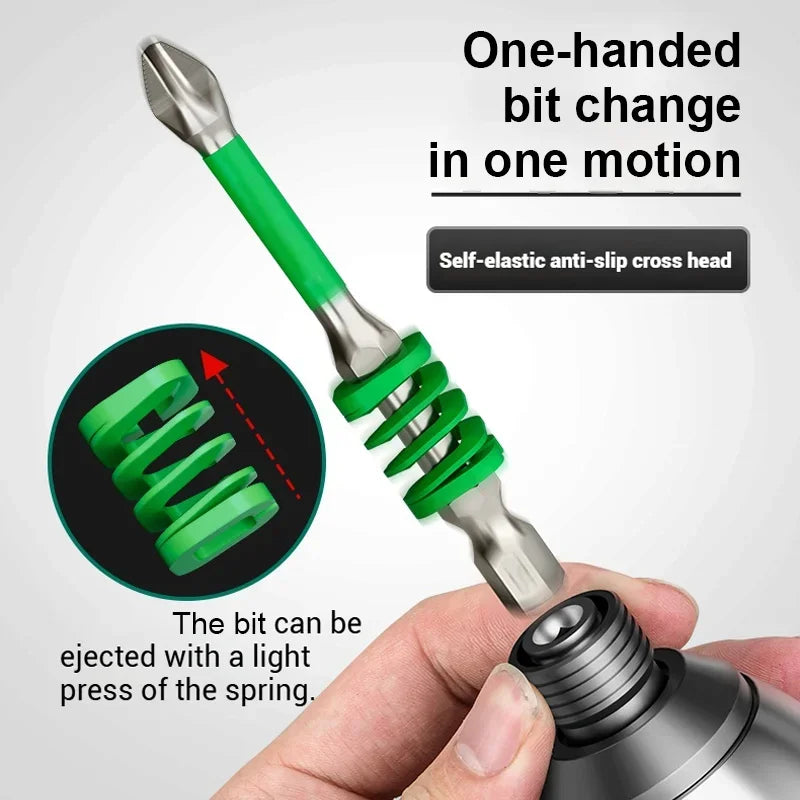 Spring Anti-Slip Screwdriver Bits – Serrated Tip Drill Bit Set for Stripped & Hard-to-Hold Screws