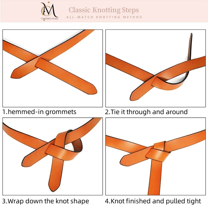 Genuine Cowhide Leather Knotted Belt for Women – Soft Gothic Retro Corset Girdle for Dresses