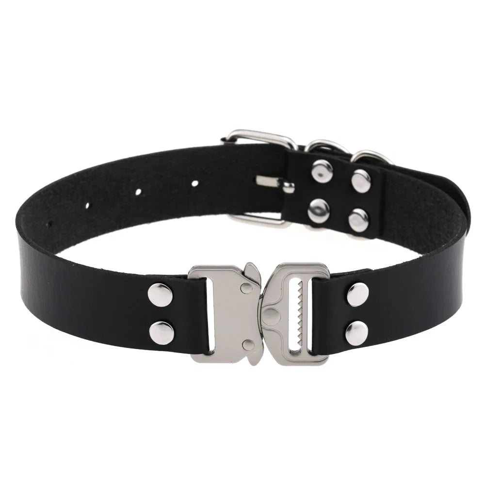 Gothic Harajuku Buckle Choker Necklace - PU Leather Eye-Splice Collar for Anime Cosplay Jewelry