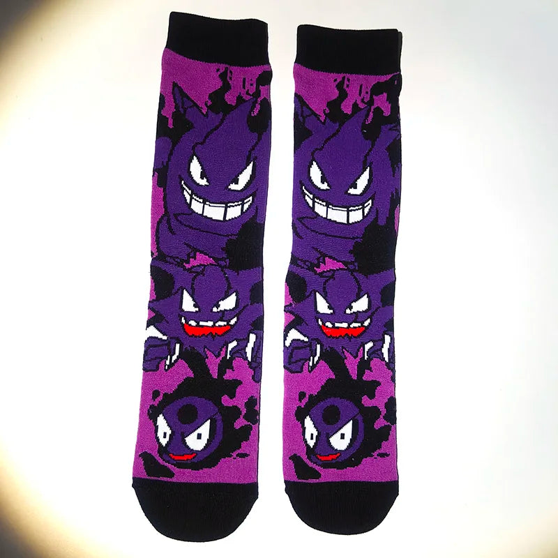 Pokémon Long Crew Socks – Pikachu, Eevee & Gengar Anime Cartoon Harajuku Athletic Socks