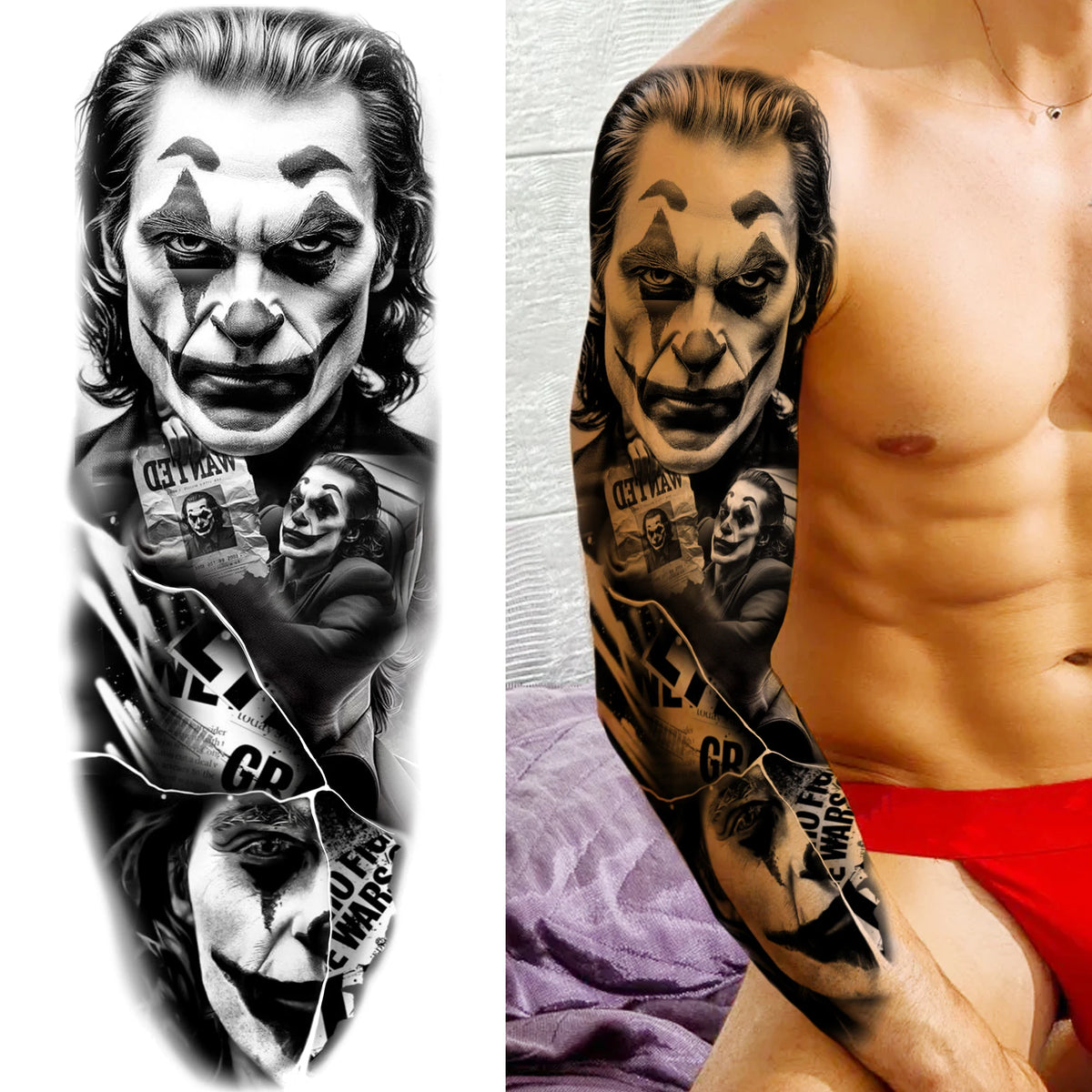 Full Arm Temporary Tattoo Sleeve, Waterproof Realistic Fake Tattoos for Men and Women