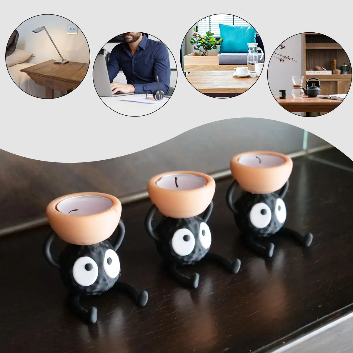 Cute Candlestick Holder – 3D Printed Tea Light Candle Stand for Briquette & Small Candles, Cozy Home Decor