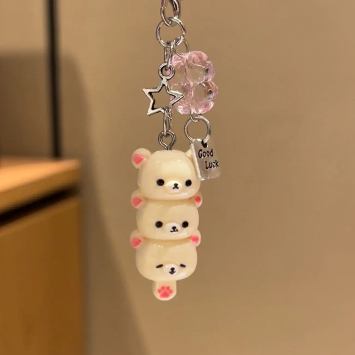 Cute Bear Phone Charm Keychain Pendant for Keys, Bags & AirPods - Kawaii Anime Y2K