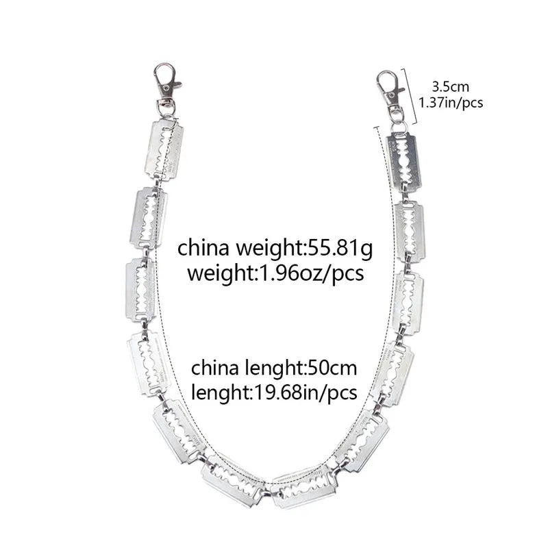 Punk Metal Blade Pant Chain – Unisex Street Style Waist Chain for Men & Women