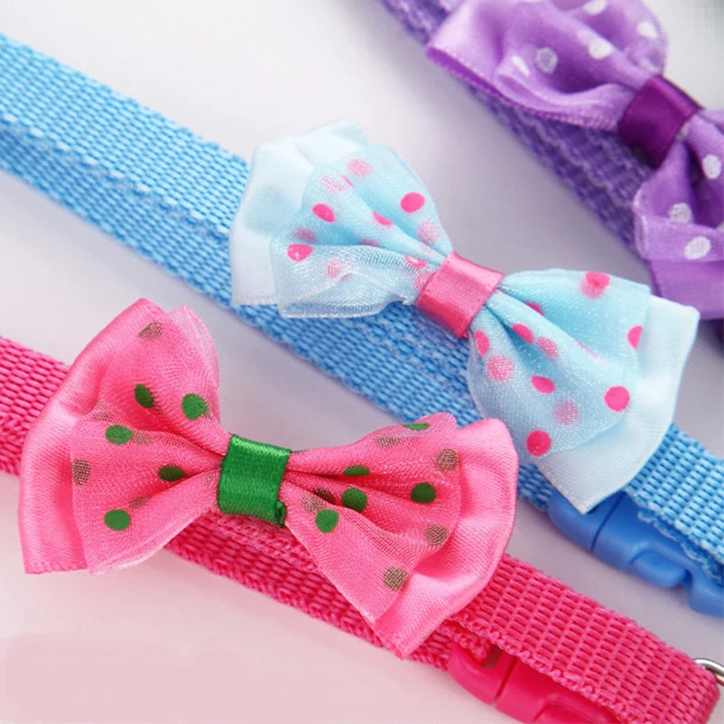 Cute Bow Dog and Cat Collar Set with Bell - Soft Comfortable Pet Accessory