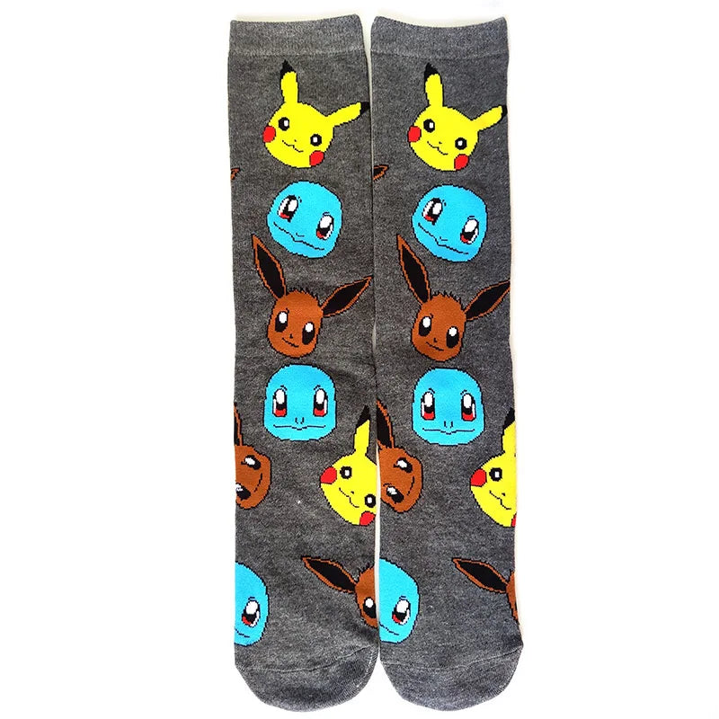 Pokémon Long Crew Socks – Pikachu, Eevee & Gengar Anime Cartoon Harajuku Athletic Socks