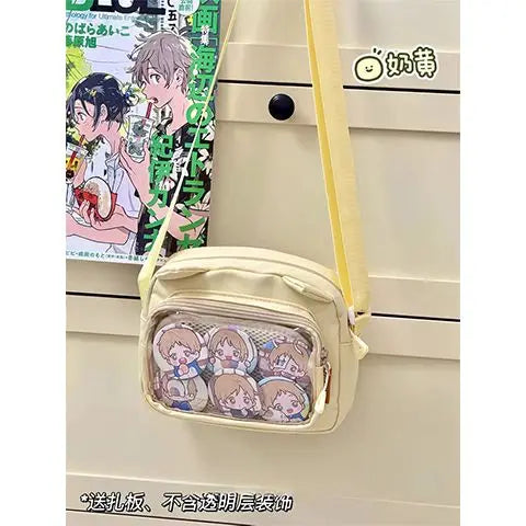 Y2K Clear Ita Crossbody Bag, Transparent Cartoon Doll Display Phone Bag