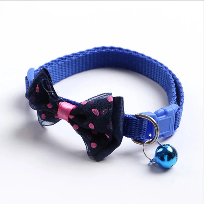 Cute Bow Dog and Cat Collar Set with Bell - Soft Comfortable Pet Accessory