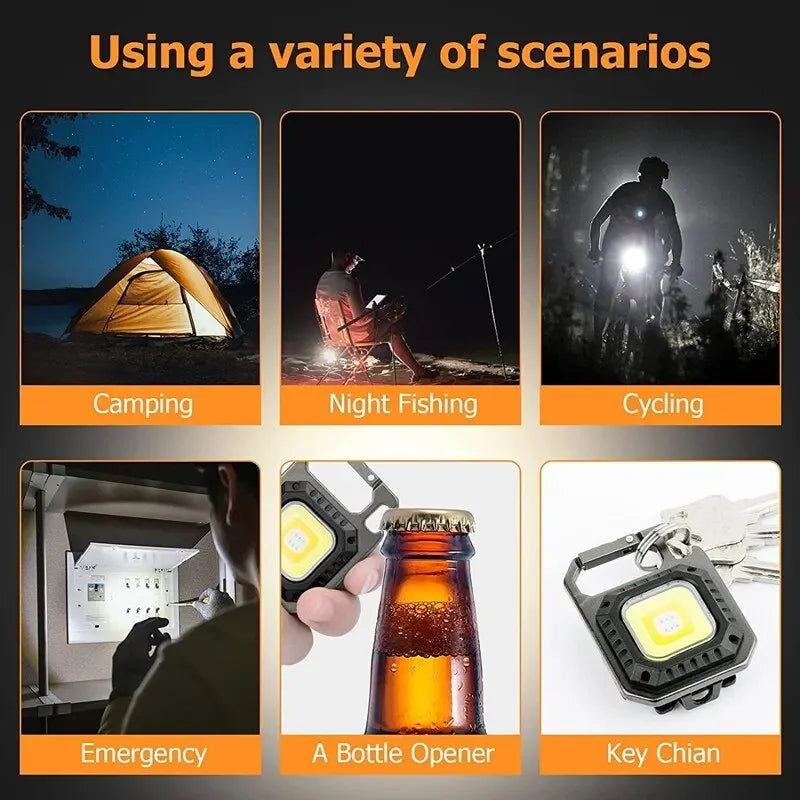 Mini Magnetic COB LED Work Light, USB Rechargeable Pocket Flashlight, 800 Lumens