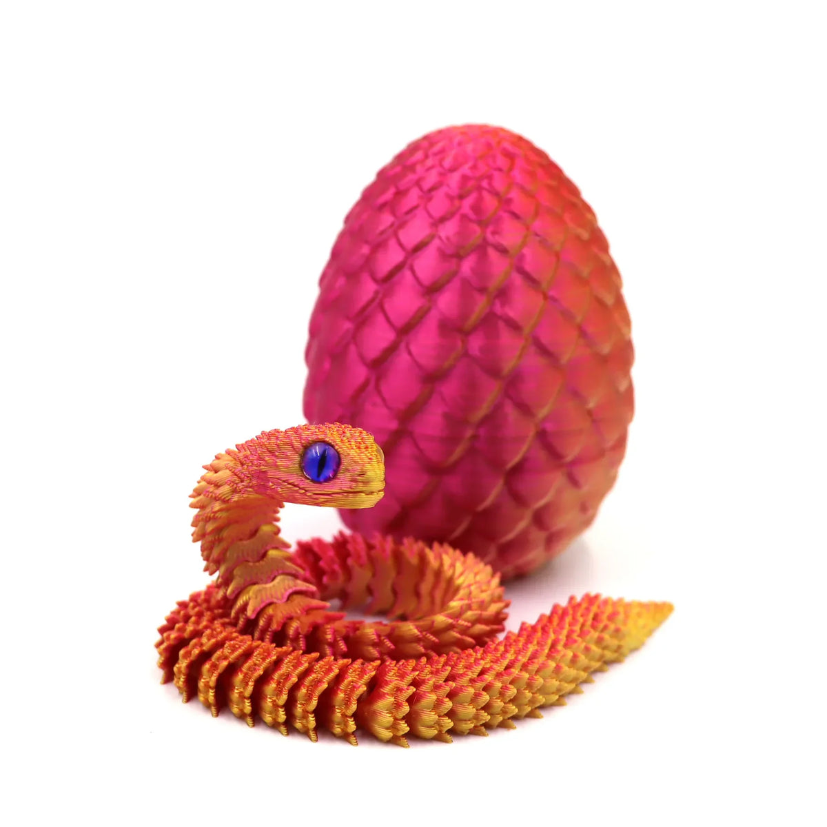 3D Printed Articulated Snake Egg Fidget Toy – Posable Anime Figure Desk Decor & Stress Relief Gift